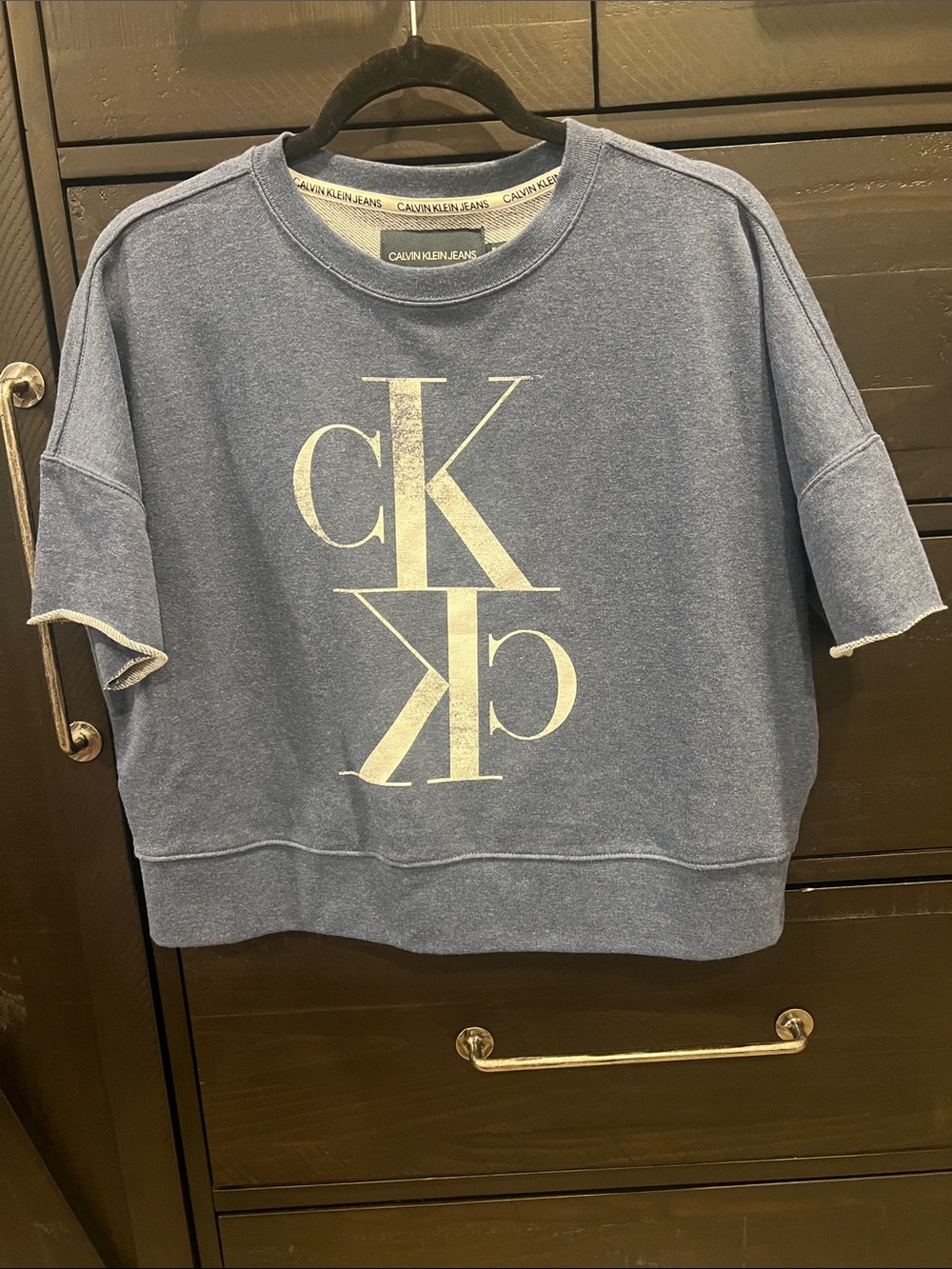 Calvin Klein Jeans Light Blue CK Logo Short Sleeve Sweatshirt